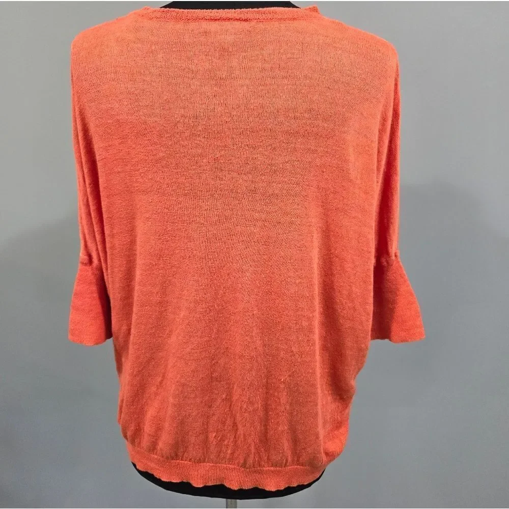 🐢 J.CREW Orange Linen Drop Shoulder Swing Sweater Sz Small